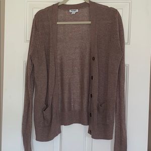 brown button front cardigan